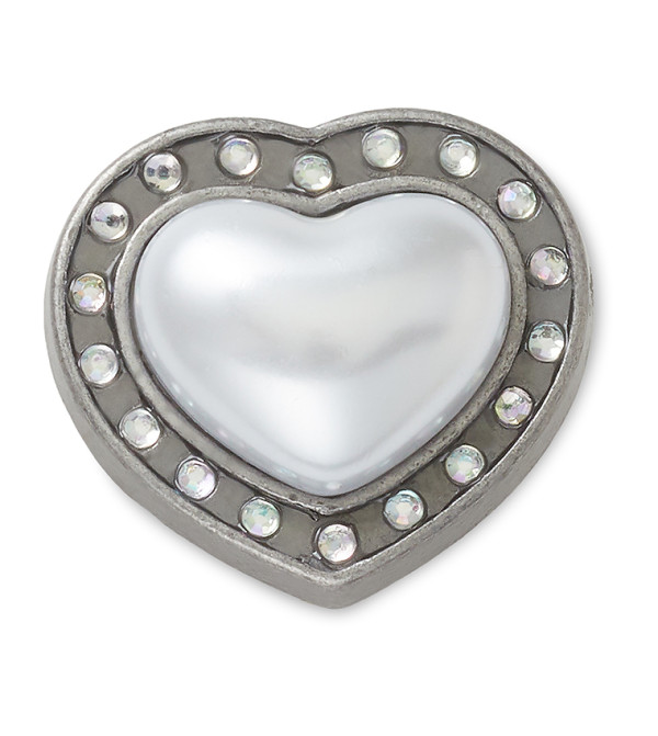 Silver Pearl and Heart Gem