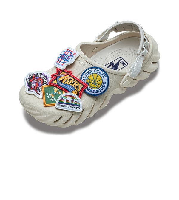 Crocs MEN White NBA Logo Clog Shoes Crocs X NBA 2023 Utah All Star Game Mens Echo Clog Jibbitz  main image 3