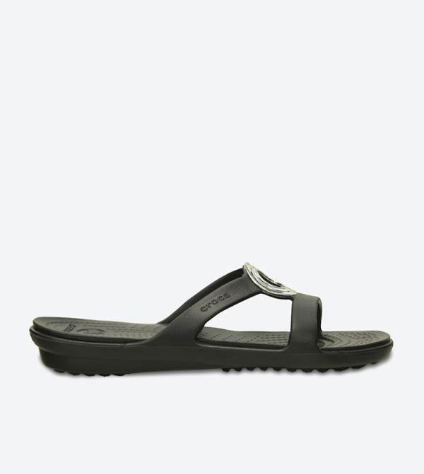 Sanrah Beveled Circle Flat Sandals - Black 203341-060