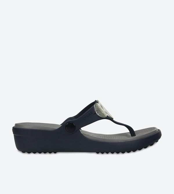 Sanrah Embellished Wedge Flip Flop - Navy 204009-410