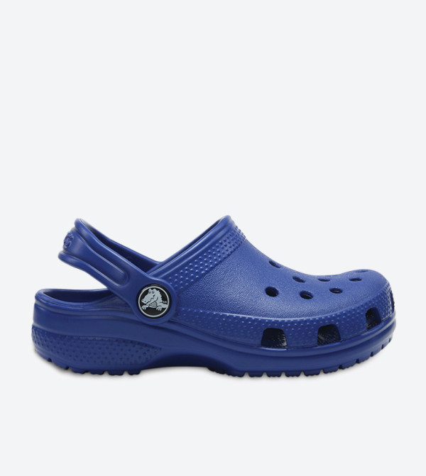 Cut Out Detail Round Toe Clogs - Blue