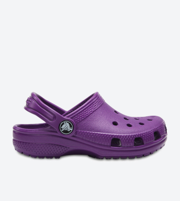 Cut Out Detail Round Toe Clogs - Purple