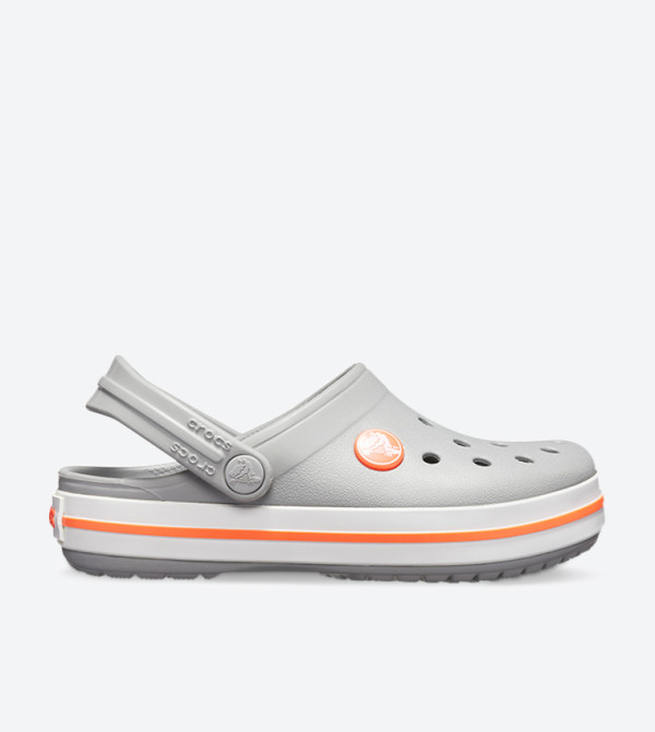 Round Toe Cut Out Detail Clogs - Grey