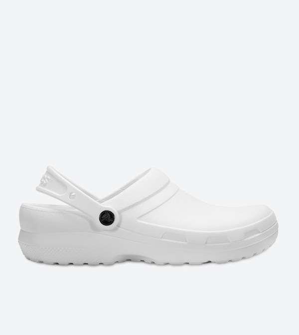 Round Toe Sling Back Closure Clogs - White
