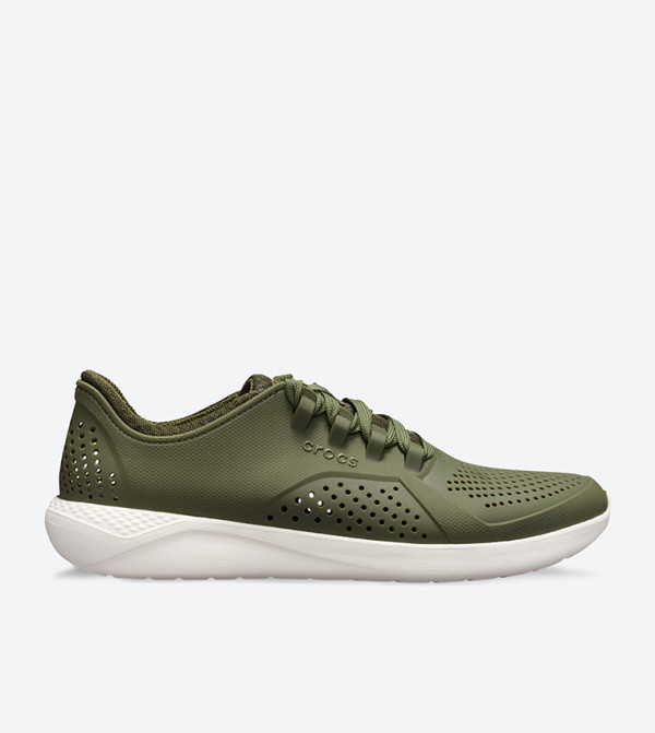 Mesh Detail Lace Up Closure Sneakers - Green