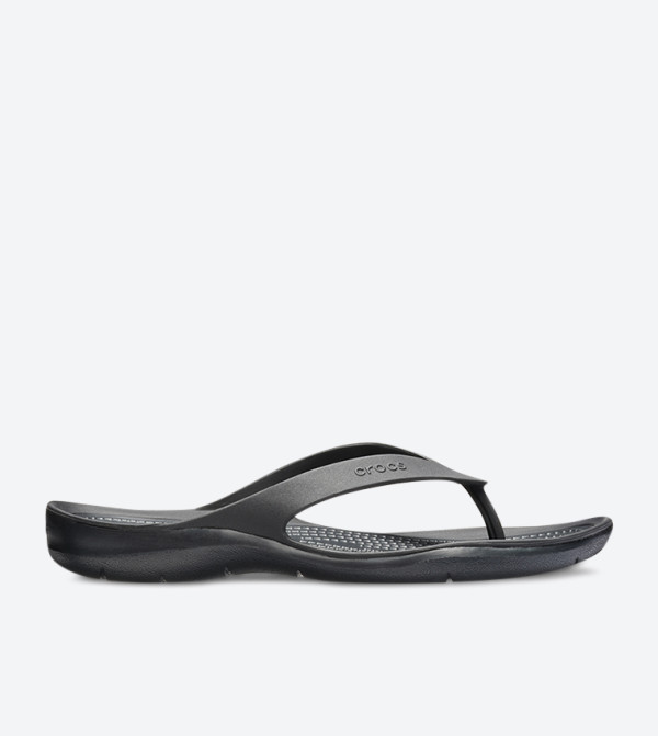 Stylish Round Toe Flip Flops - Black