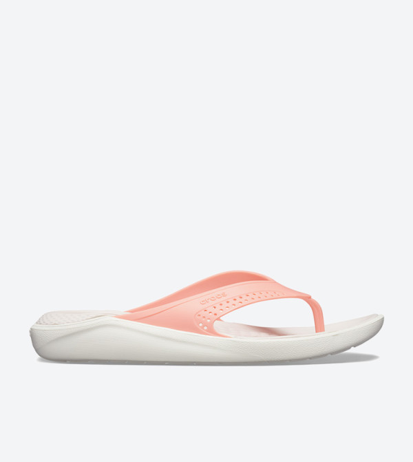 Lite Ride Brand Name Initials Round Toe Flip Flop - White