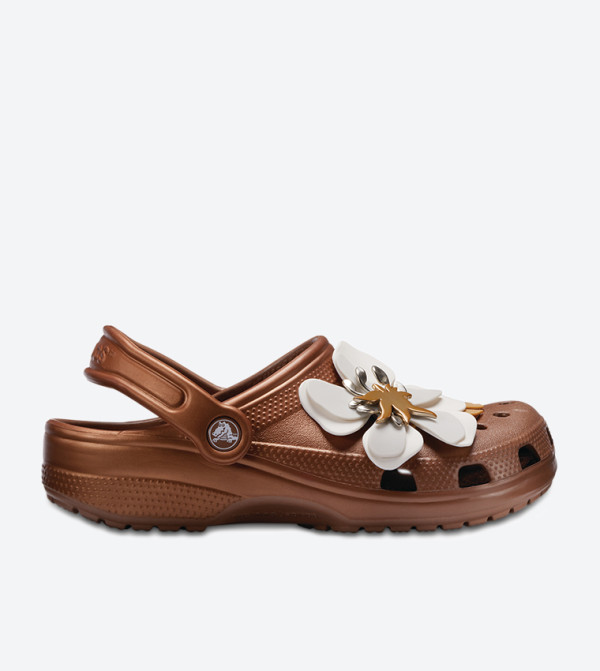 Botanical Floral Embroidered Clog Sandals - Bronze 205248-854
