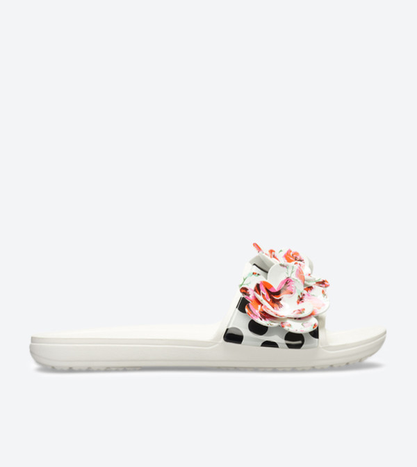 Sloane Timeless Rose Embroidered Slides - White 205256-100