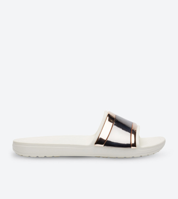 Sloane Metallic Strap Slides - White 205358-6PG