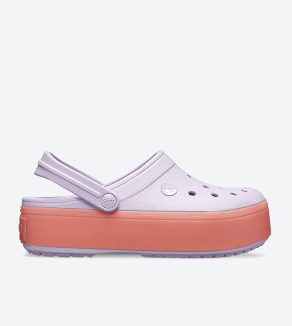 Crocband Round Toe Sling Back Strap Closure Platform Clog - Purple