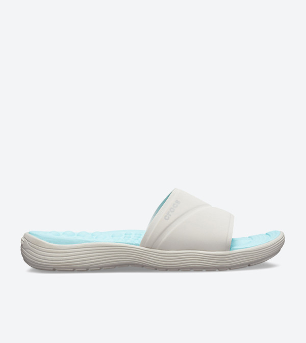Crocs Reviva Broad Strap Round Toe Slides - White