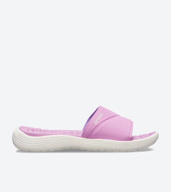 Crocs Reviva Broad Strap Round Toe Slides - Purple