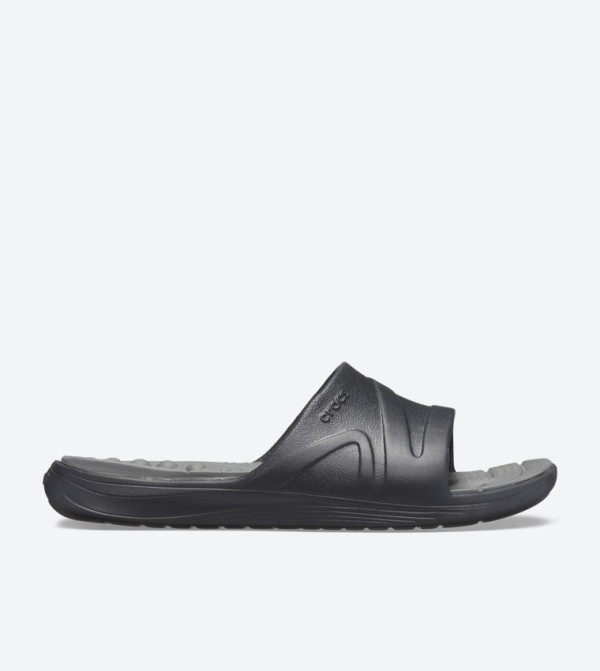 Reviva Broad Strap Round Toe Slides - Black 205546-0DD