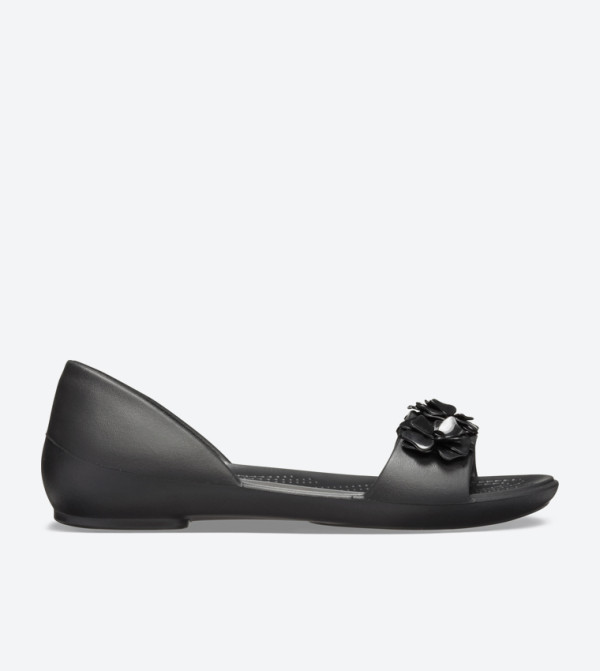 Lina Flower Dorsay Flat Sandals - Black 205567-060