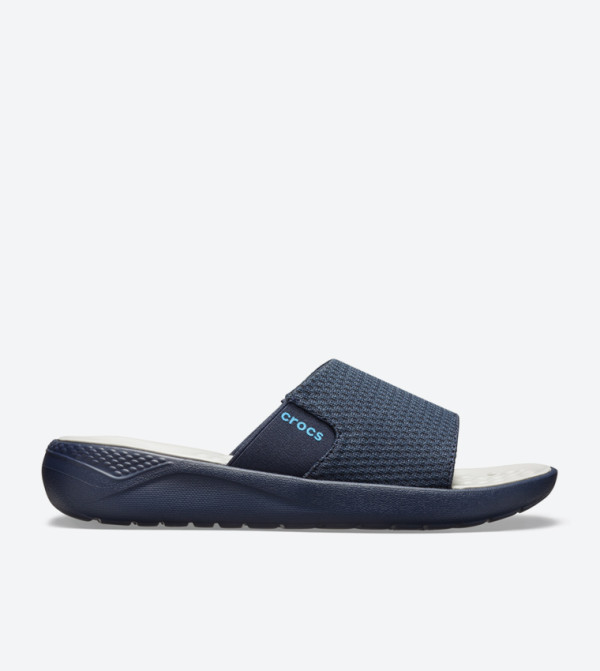 Literide Mesh Broad Strap Round Toe Slides - Navy 205611-464