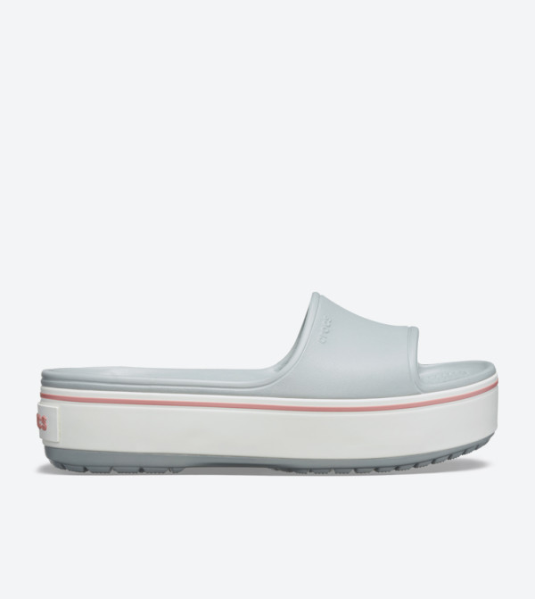 Crocband Round Toe Platform Slides - Grey 205631-04M