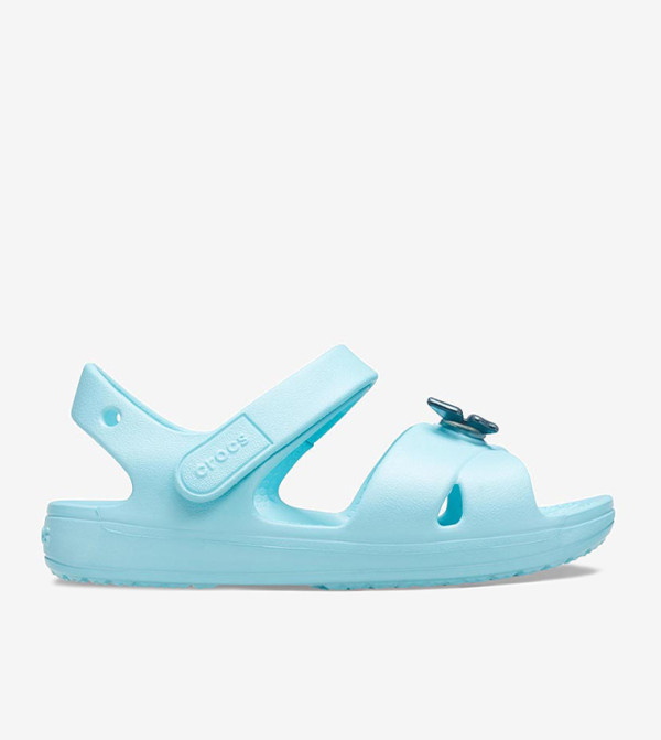 Classic Butterfly Details Velcro Closure Sandals - Blue