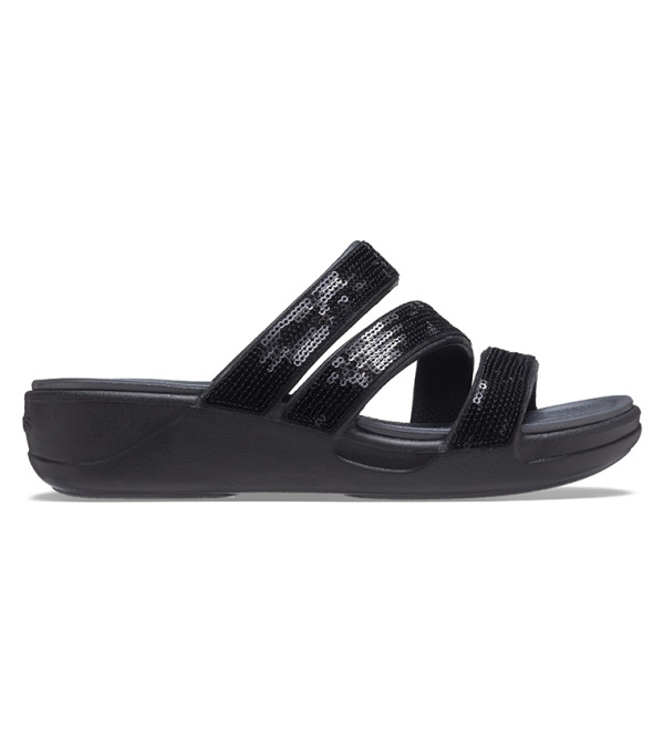 Women's Crocs Boca Sequin Strappy Wedge