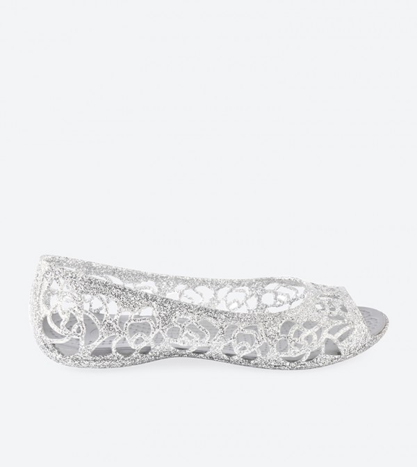 Crocs Isabella Glitter Peep Toe Sandals - Silver - 202603-040 202603-040