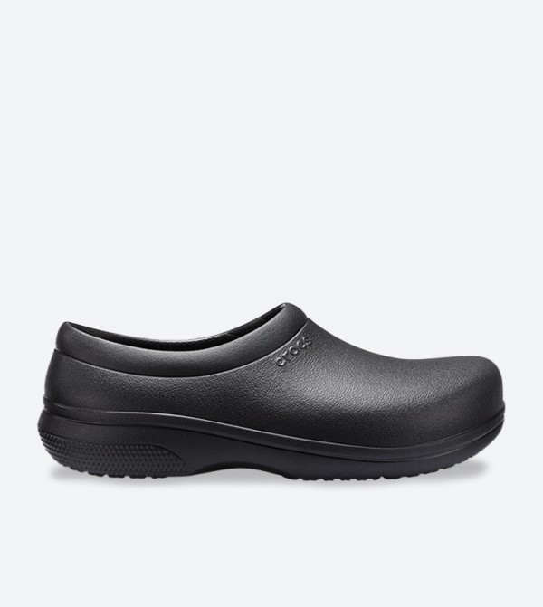 On The Clock Work Solid Round Toe Slip-On Shoes - Black