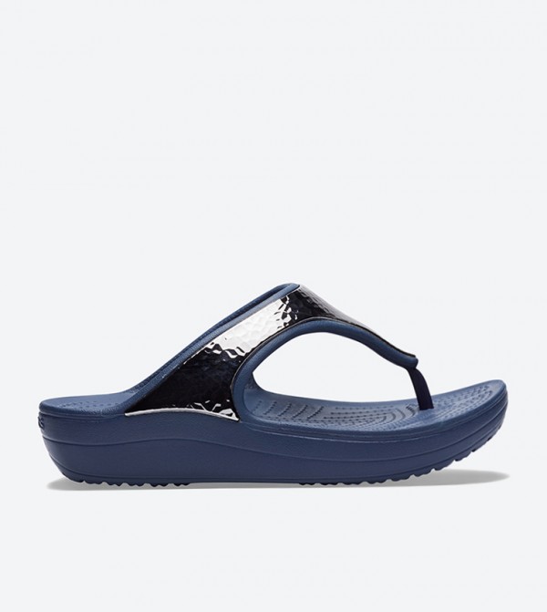 Sloane Hammered Metallic Flip Flops - Navy 205134-463
