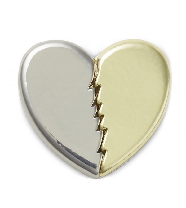Gold and Silver Split Heart