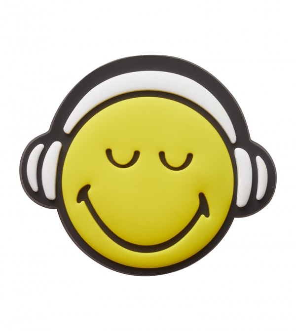 smiley wearing headphones
