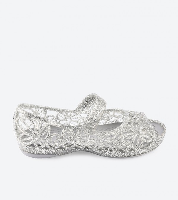 Crocs Isabella Glitter Peep Toe Sandals - Silver 202602-040
