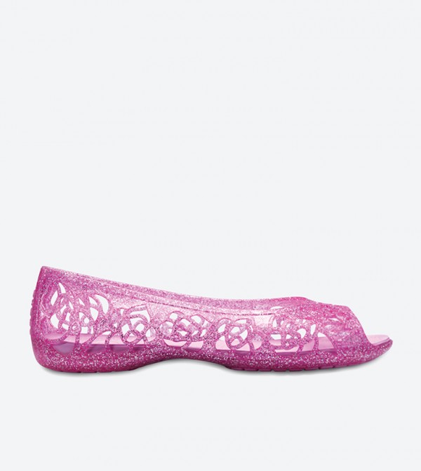 Isabella Glitter Peep Toe Ballerinas - Pink 202603-6JU
