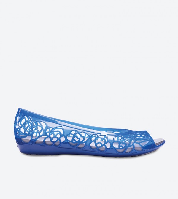 Isabella Jelly Lazer Cut Peep Toe Ballerinas - Blue 203285-4GX