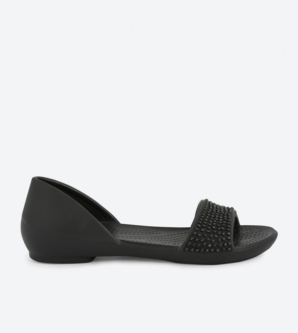 Lina Embellished Dorsay Sandals - Black