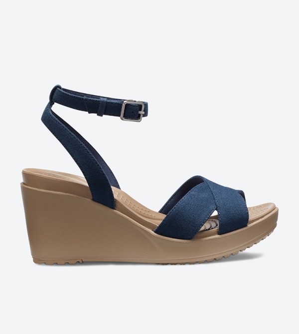 Leigh II Ankle Strap Wedge Sandals - Navy