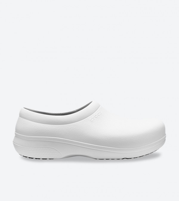 On The Clock Work Solid Round Toe Slip-On Shoes - White