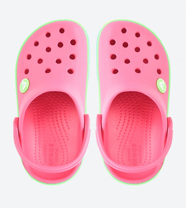 Pink rainbow crocs online