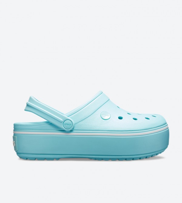 Crocband Round Toe Sling Back Strap Closure Platform Clog - Light Blue