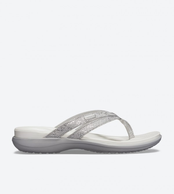 Capri Strappy Round Toe Flip Flops - Silver 205478-00N