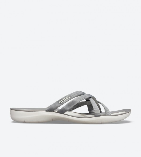 Crocs 205479 SWIFTWATER WEBBING FLIP Ladies Summer Cosy Flexible Straps Sandals 