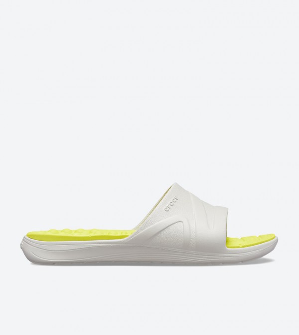 Crocs Reviva Broad Strap Round Toe Slides - Yellow