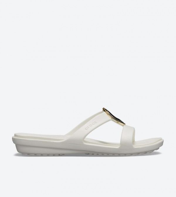 Sanrah Metal Block Round Toe Sandals - White 205592-995
