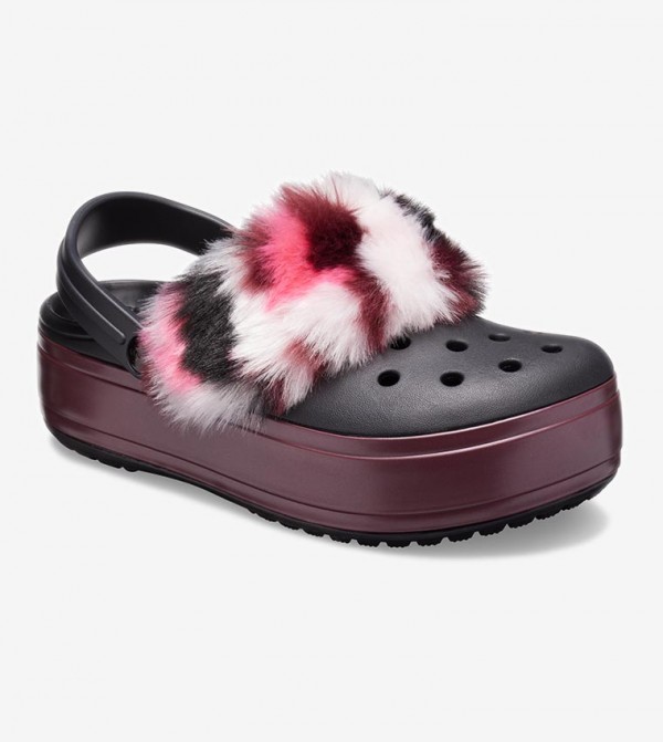 fur lined platform crocs