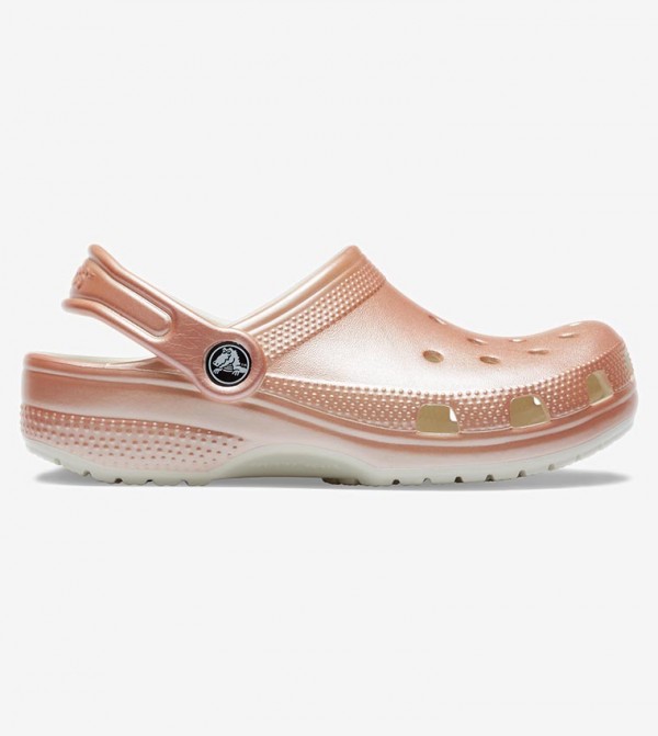 rose gold metallic crocs
