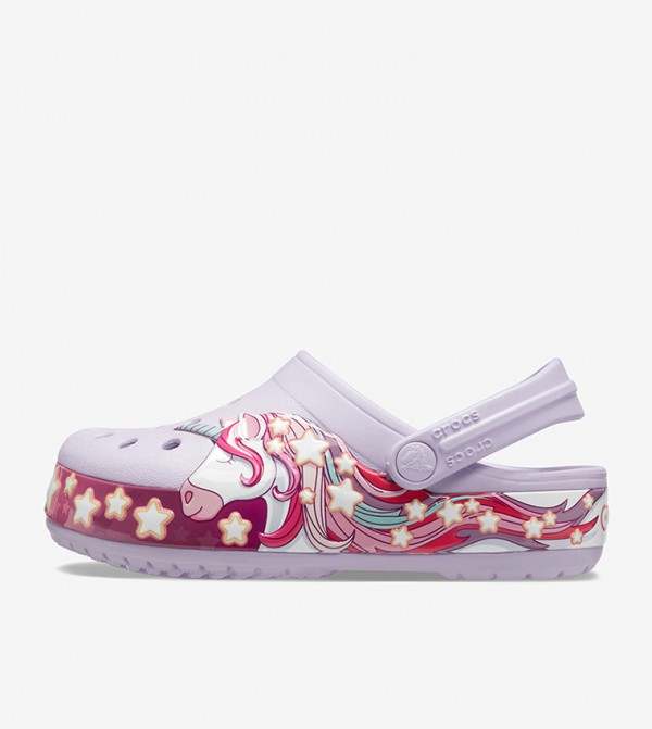 Fun Lab Unicorn Graphic Round Toe Clogs - Light Purple