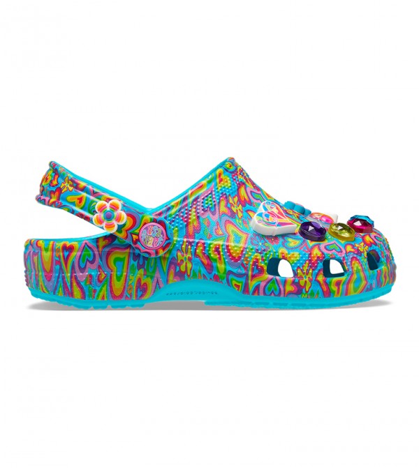 Lisa Frank factory kid crocs and croc charms