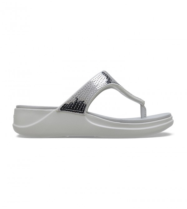 Crocs silver flip deals flops