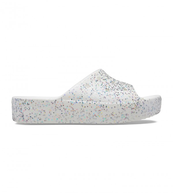 White best sale glitter slides