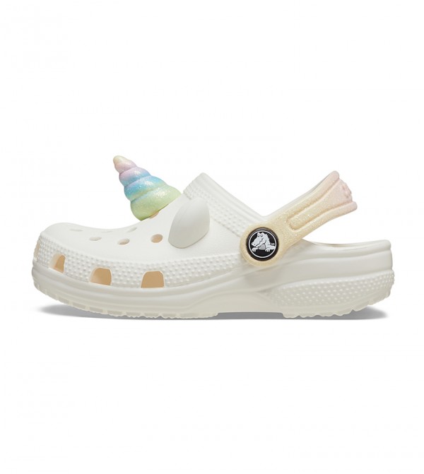 White crocs clogs rainbow selling Girls Size J4