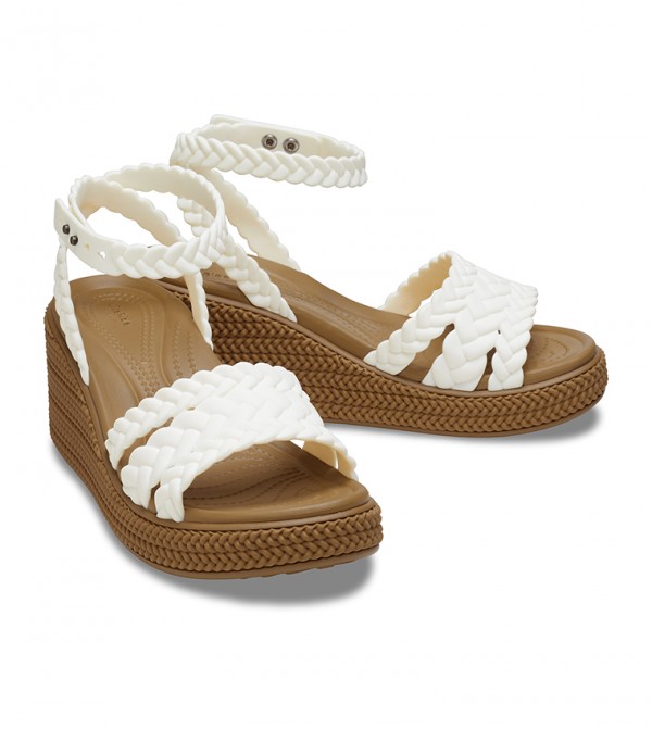 ★CROCS★ Women's Brooklyn Woven Ankle Strap Wedge BK 24SWSD Brooklyn Ankle Strap Wedge - Crocs