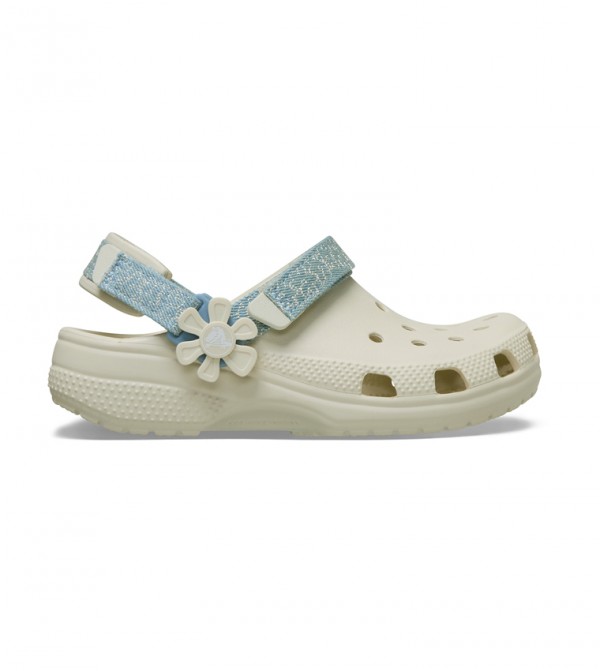 Kids' Classic Denim Flower Adjustable Backstrap Clog