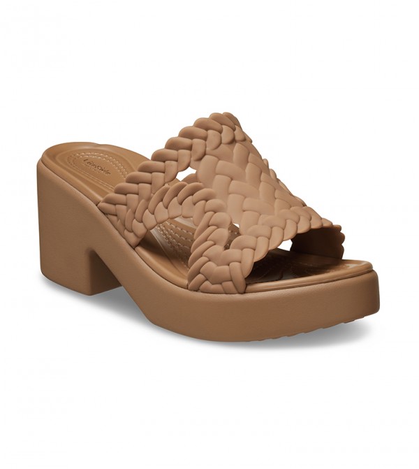 【CROCS】Brooklyn Woven Slide Heel☆7cm☆人気 Amazon.com | Crocs Brooklyn Woven Slide Heels Black Woven 6